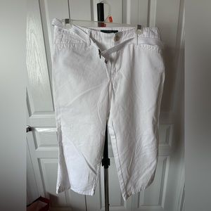 Lauren Ralph Lauren white belted chino cropped pants